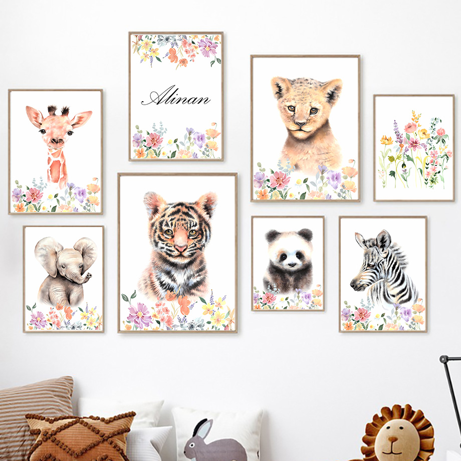 Custom Name Tiger Panda Elepha - Baby Nursery Name Wall Art ulasan dan harga