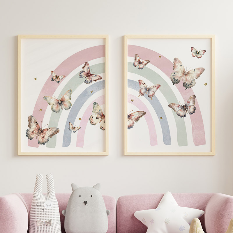 Pink Rainbow Butterfly Custom  - Baby Nursery Name Wall Art ulasan dan harga