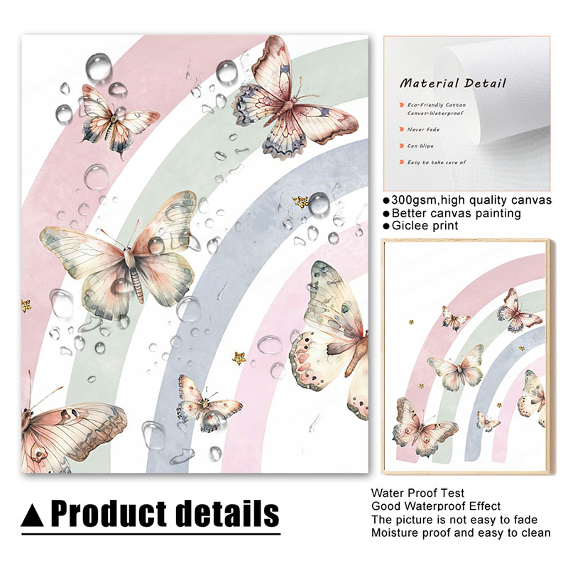 Pink Rainbow Butterfly Custom  - Baby Nursery Name Wall Art ulasan dan harga