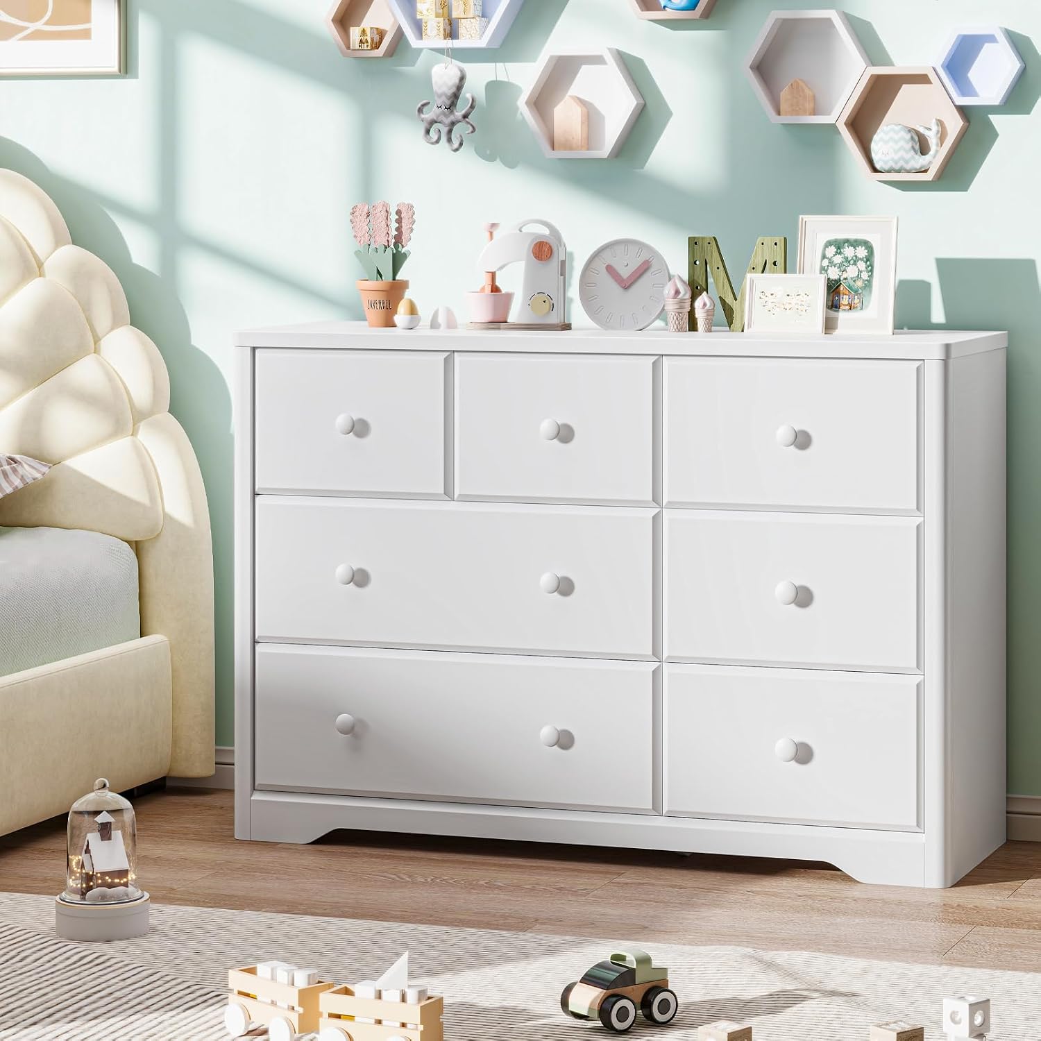 Dresser Cabinet 7 Drawers Kids - Baby Nursery Dresser ulasan dan harga