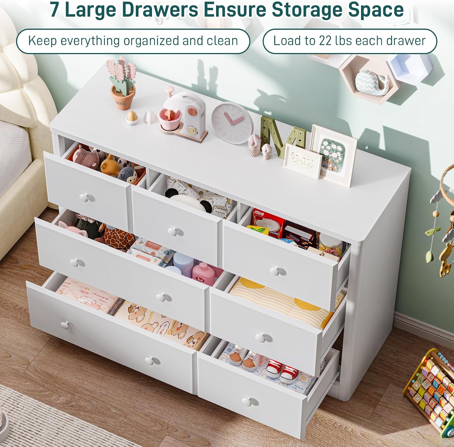 Dresser Cabinet 7 Drawers Kids - Baby Nursery Dresser ulasan dan harga