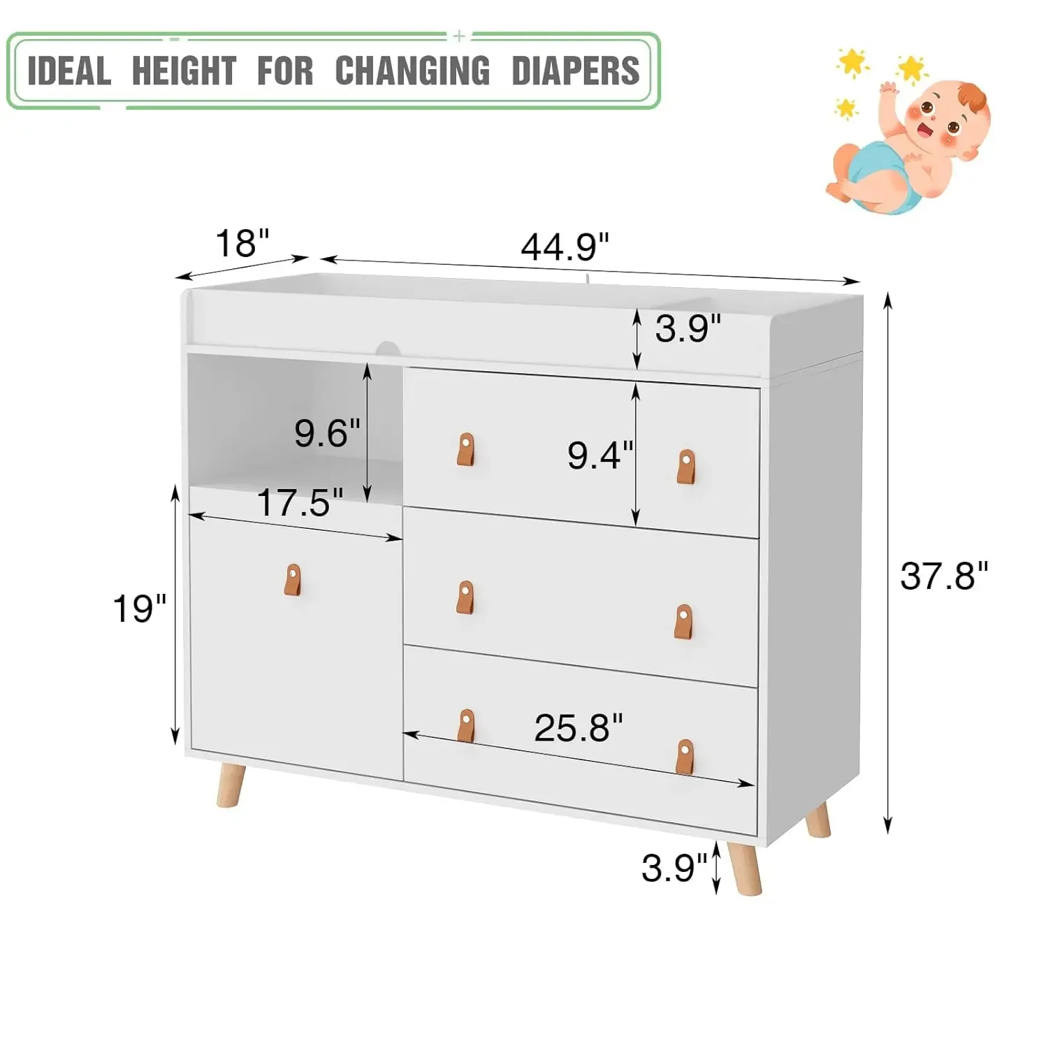 Baby Dresser Changing Table wi - Baby Nursery Dresser ulasan dan harga