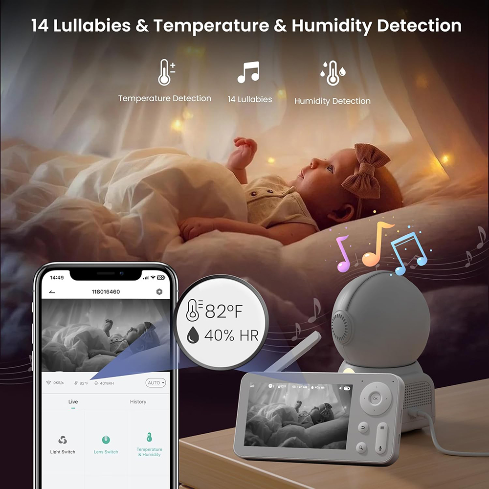 2K Baby Monitor with 2 Cameras - Baby Nursery Mobile ulasan dan harga