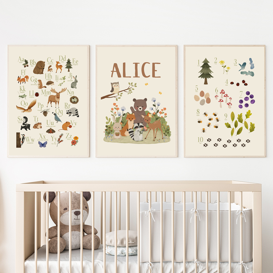1pc frameless Cute Rabbit Fox  - Baby Nursery Animal Prints ulasan dan harga