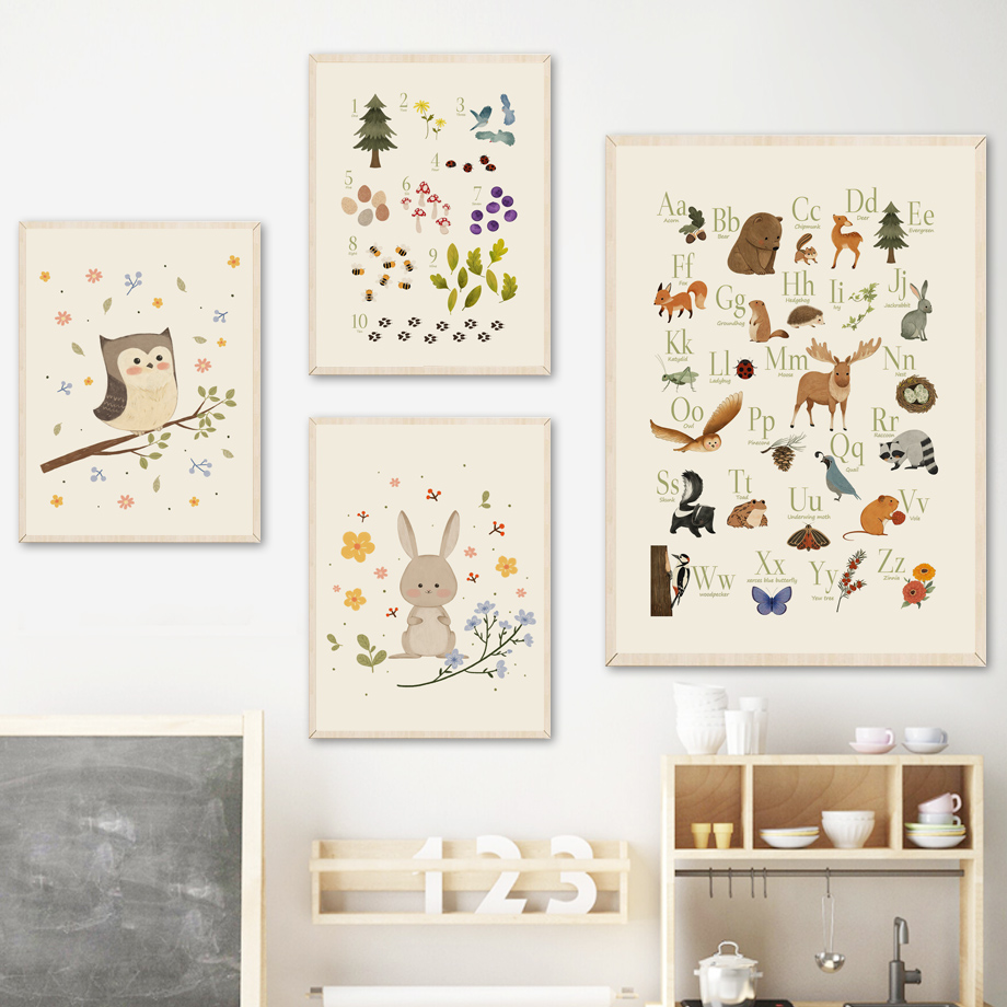 1pc frameless Cute Rabbit Fox  - Baby Nursery Animal Prints ulasan dan harga