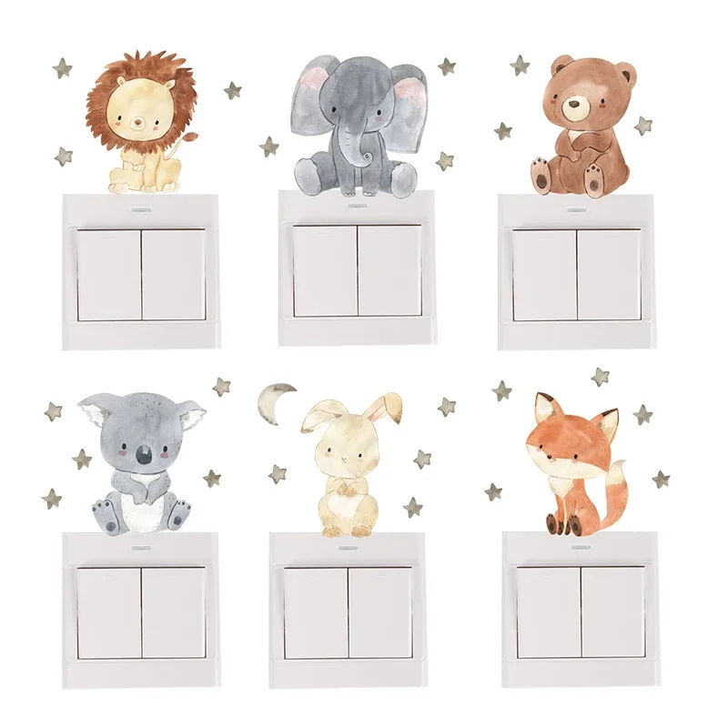 1/2/4/6set Cartoon Animals Wal - Baby Nursery Wall Stickers ulasan dan harga