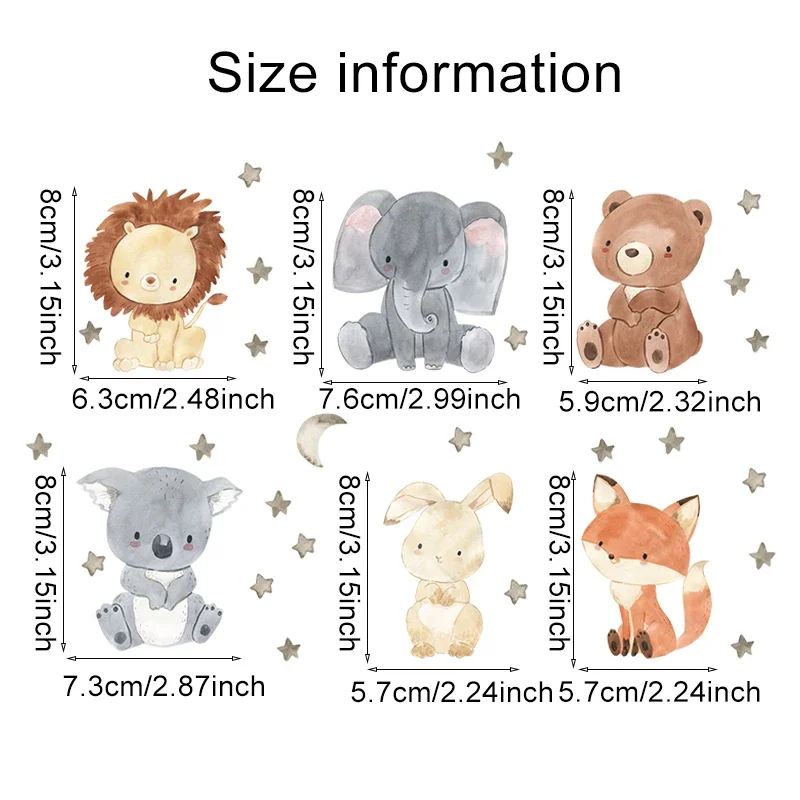 1/2/4/6set Cartoon Animals Wal - Baby Nursery Wall Stickers ulasan dan harga