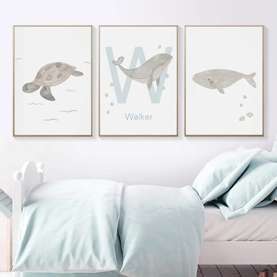 Custom Name Whale Octopus Turt - Baby Nursery Name Wall Art ulasan dan harga