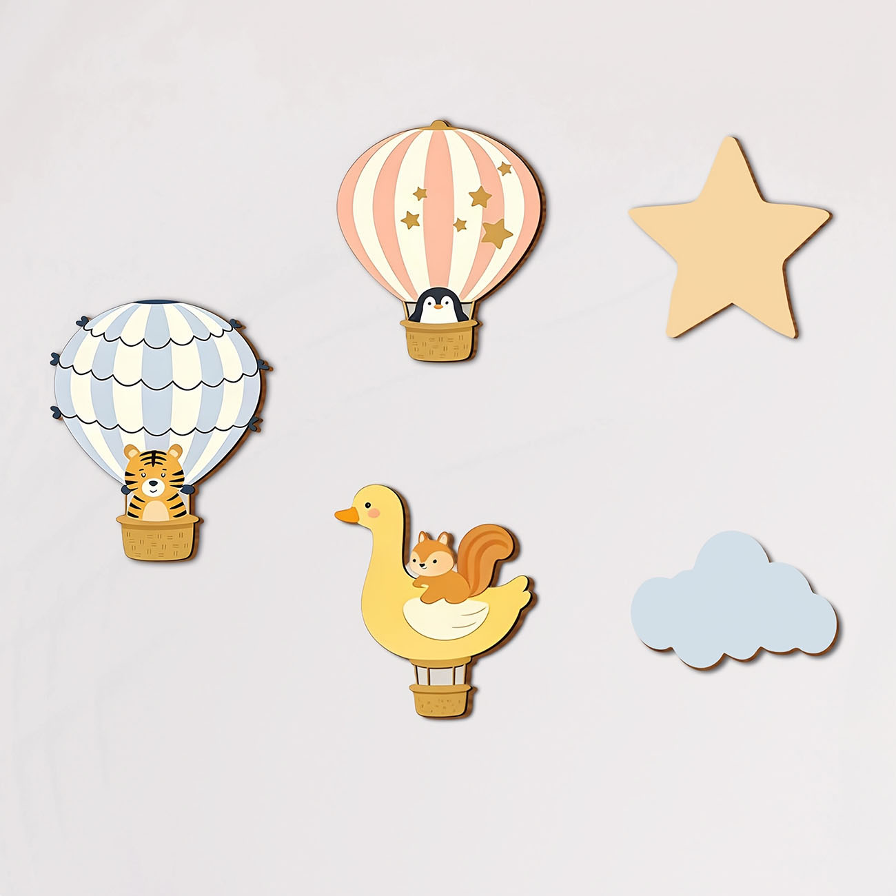 5Pcs Animal Hot Air Balloon Wo - Baby Nursery Wall Stickers ulasan dan harga