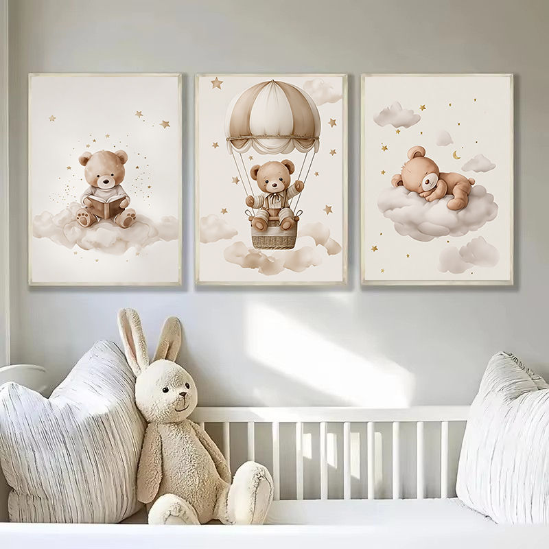 3pcs/set Bohemian Teddy Bear A - Baby Nursery Wall Decor ulasan dan harga