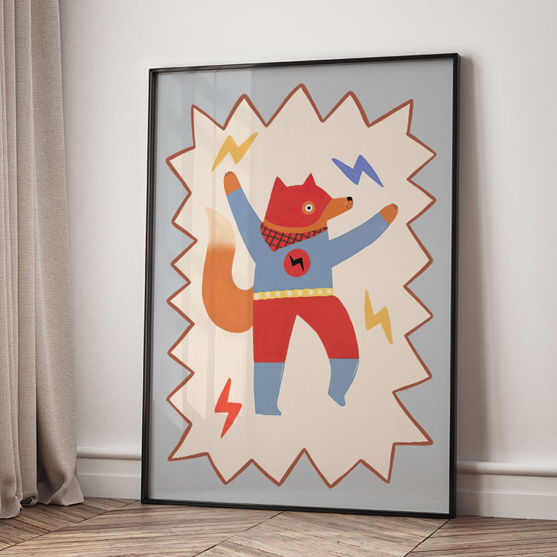 Funny Cartoon Super Cool Kid N - Baby Nursery Animal Prints ulasan dan harga